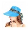 ABLE Wide Brim Cap Visor Hats UV Protection Sun Hats With Neck Cover For Women - Blue - CW183ISOAKU