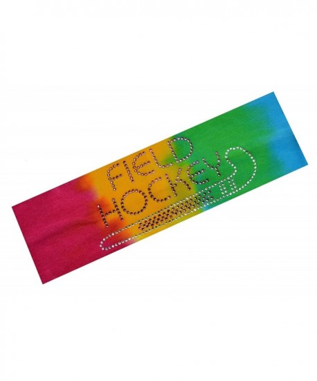 FIELD HOCKEY Rhinestone Stretch Headband for Girls- Teens and Adults By Funny Girl Designs - Rainbow Tie Dye - CU11QC7QUN3