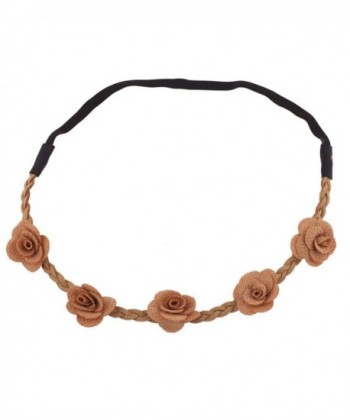 Lux Accessories Tan Rose Fabric Woven Floral Flower Stretch Headband Head Band - C6125R4679N