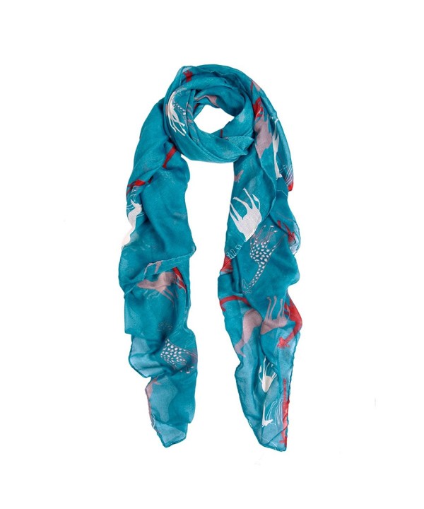 Premium Giraffe Animal Print Scarf - Different Colors Available - Teal Blue - C111G45P1T7