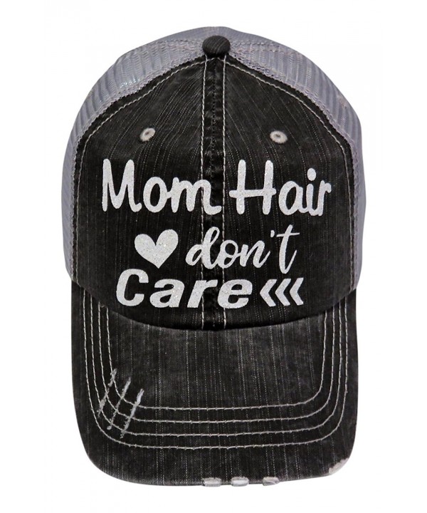 White Glitter Mom Hair Don't Care Grey Trucker Baseball Cap Hat - CM1820RM636