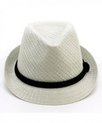 LUNADA BAY Paper Lightweight Straw Fedora Hat - Light Grey - CX11OI891PR