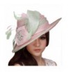 June's Young Women Hat Sinamay Summer Hat Wide Brim Feather Pink - CT11VLP2L9D