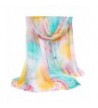 Kook Club Long Silk Scarf Multi Mixed Colors Neck Wrappings Beach Line Shawl - Lines Blue - C612H0NS5PN