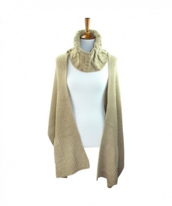 Taupe Knit Cowl Scarf Pockets