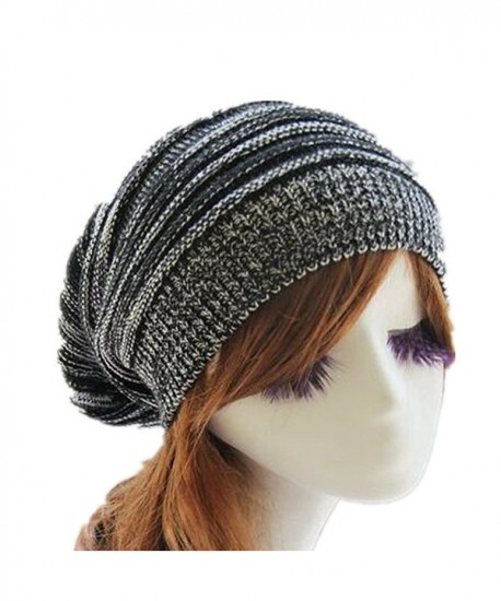 Menglihua Oversized Warm Fashion Hip-hop Knit Crochet Slouchy Baggy Beanie Hat Cap - Black Mix - CO12N2VT7IC