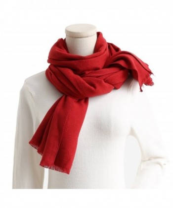 Cashmere Feel Cotton Blend Scarf / Shawl / Wrap Super Soft Large Scarves And Shawls - Red - C01853GGHDZ