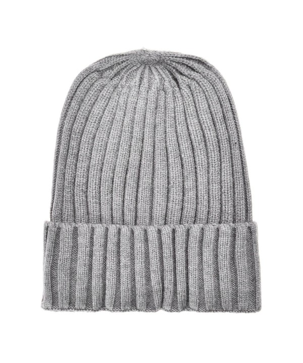 Unisex Winter Ribbed Knit Cuff Beanie Hat Soft Comfort Skull Cap - Gray - CF186XOKYIZ