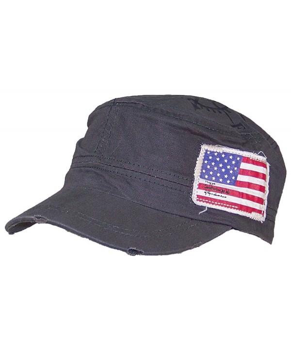 David & Young Mens Strapback newsboy/Cadet Hat W/American Flag (One Size) - Gray - CA17AADCH2G