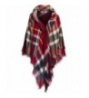 BodiLove Women's Multi-color Long Shawl Big Grid Winter Scarf Shawl - Navy Red - C312MZ6IAXY