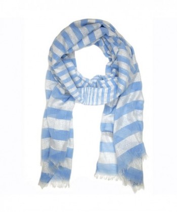 Bucasi Striped Sparkly Shiny Kids Scarf - Light Blue - C611PNBFGYD