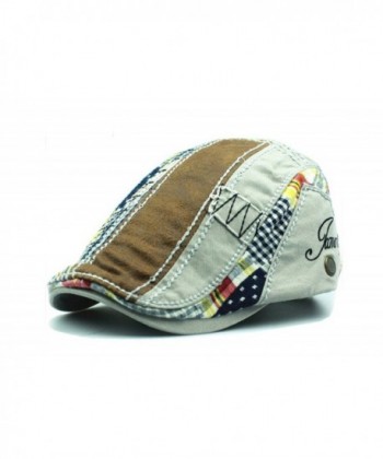 PitbullSyndicate Multicolor Unisex One Size Plaid Patchwork Cotton Flat Cap Hat (brown patch) - CL17YW9S6WH