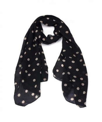 Deamyth Women Chiffon Scarf Dots Printing Long Shawl Wrap Stole Headscarf Fall Winter - Black - C612NRJ9R9A