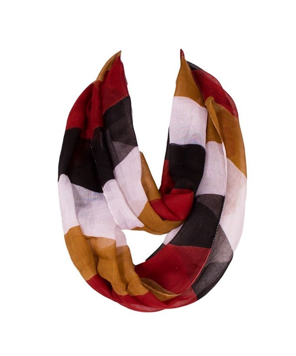 Nanxson(TM) Women Voile Fashion Patchwork Band Design Scarf/Wrap WJW0011 - Black Red - C212G7K8W21