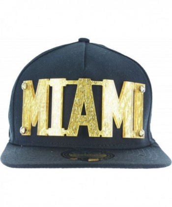 Snapback 3D Letters Rivet BLING COLLECTION - Plate Hip-Hop Hat Plaque Baseball Cap - Miami.black Gold - CH12O9V8G92