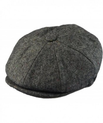 Men's Classic 8 Panel Wool Blend Newsboy Snap Brim Collection Hat (X-large- Tweed Grey) - CN12FQ7UNRX