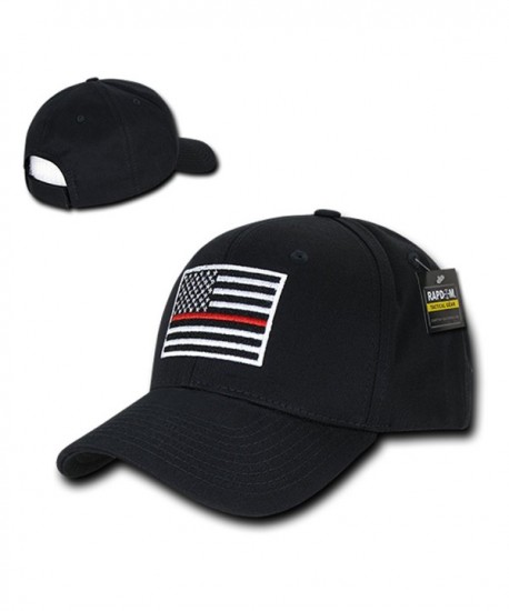 USA American Flag Embroidered 6 Panel Adjustable Operator Cap - Thin Red Line - Black - CR12NB77BWA