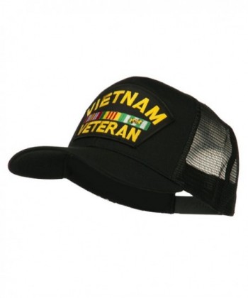 Vietnam Veteran Military Patched Mesh Back Cap - Black - CW11ND5JI2H