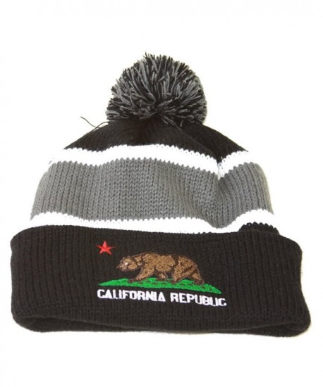 Winter Cuff Beanie w/ Pom - California Republic - Black Grey - CY11B18GFMJ