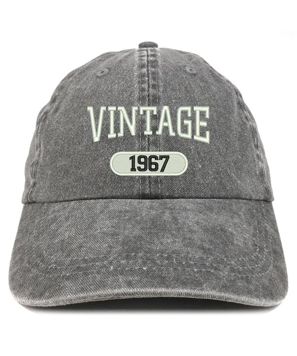 Trendy Apparel Shop Vintage 1967 Embroidered 51st Birthday Soft Crown Washed Cotton Cap - Black - CE12JO1J19X