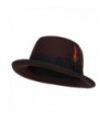 Faux Felt Feather Trim Homburg Hat - Brown - C212MCYC1N7