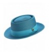 Montique Men's Teardrop Dent Stiff Hard Weaved Pork Pie Hat H50 - Teal - CP186G0MZDA