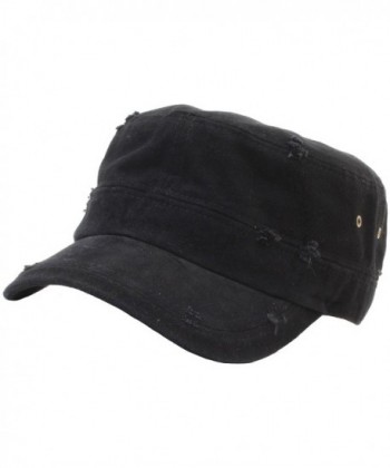 RaOn A49 Vintage Washing Distressed Urban Basic Army Cap Cadet Military Hat Truckers - Black - C412G22RMTX