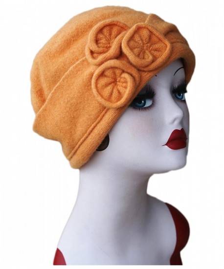 Lawliet Yellow Womens Wool Beanie Warm Autumn Winter Floral Knit Hat T267 - C718669LNNZ