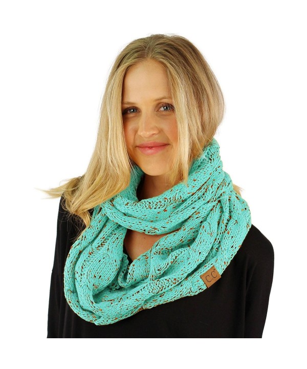 CC Confetti Soft Chunky Pullover Knit Long Loop Infinity Hood Cowl Scarf - Mint - C5186H4OYUG