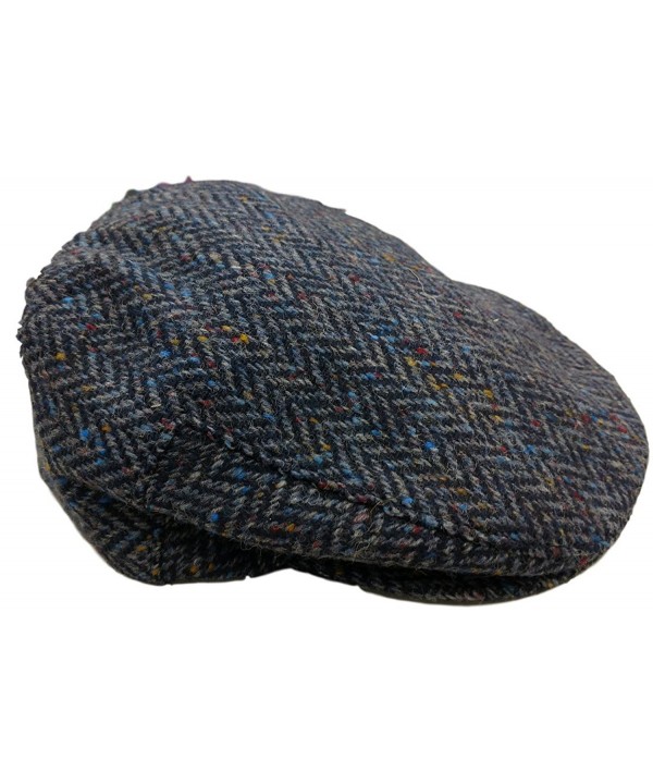 John Hanly & Co. Irish Tweed Flat Cap (XL (7 5/8)- Blue Fleck/Herringbone) - CU12NZHY094