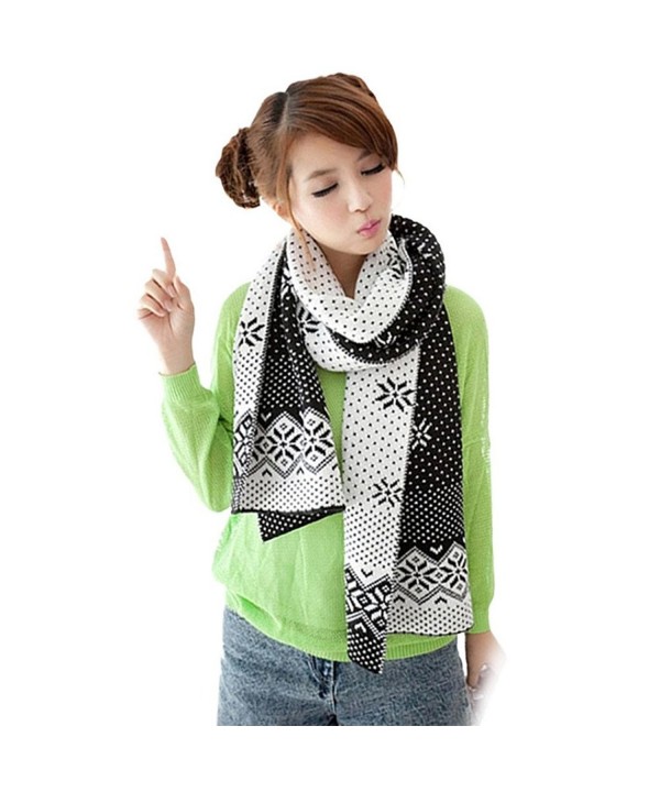 Elaco Christmas Snowflake Scarf Warm Thick Winter Shawl Xmas Gift - Black - C212MXSN769