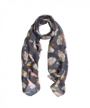 Elegant Women's Feather Print Fashion Scarf Wrap - Different Colors - Grey - CW12LR8UTND