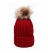 MSG Women Warm Knit Hat Detachable Faux Fur Pom Winter Beanie M30 - Wine Red - CG186UA2D33