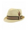 Henschel Gentleman Fine Braided Fedora with Grosgrain Striped Band - Bone - CW11589WUX5