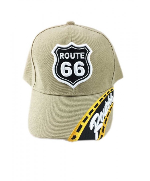 Aesthetinc California Route 66 The Mother Road Embroidery Cap Hat - Route 66 Kha - CV17XWKGK59