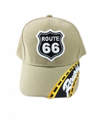 Aesthetinc California Route 66 The Mother Road Embroidery Cap Hat - Route 66 Kha - CV17XWKGK59