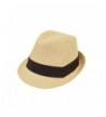 TrendsBlue Unisex Classic Fedora Straw Hat with Black Cotton Band - Diff Colors Avail - Natural - C411LGBBYS1