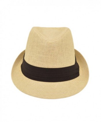 TrendsBlue Unisex Classic Fedora Natural in Men's Fedoras