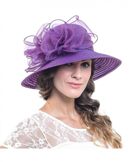Wimdream Wimdrem Women Kentucky Church Wedding Derby Hat Tea Party Floral Dress Hat S051-ZM - Purple - CV12NRVJLJS