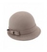 Modissima Women's Cloche Wool Felt Cloche Hat - Beige - CL187ND7EXQ