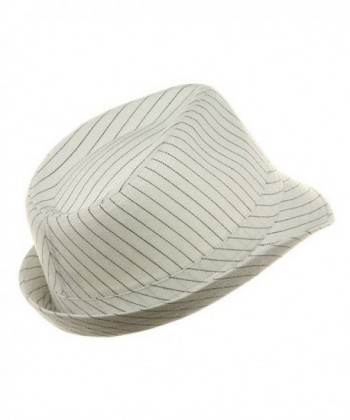 Size Pinstripe Fedora Hat White Black in Men's Fedoras