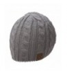 Thick Knitted Cuffless Beanie - Natural Gray - C611QA0UY4H