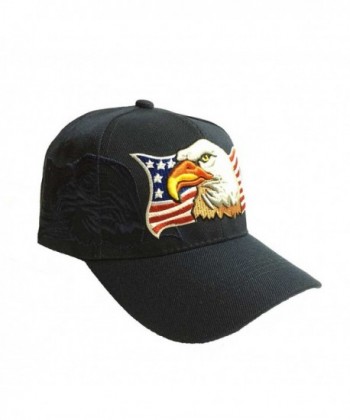 Aesthetinc Patriotic USA American Eagle American Flag Baseball Cap Embroidered - Navy Blue - C211WDGCQ85