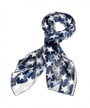 Purple Box Jewelry Patriotic Star Scarf (Faded Blue) - CB11A8ZSTSD