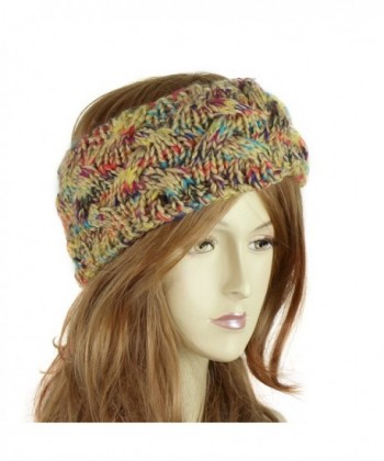 Multicolor Braided Knitted Headband Beige in Women's Cold Weather Headbands