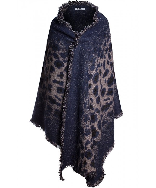 BodiLove Women's Paisley Leopard Floral Print Pashmina Shawl Wrap Cape - Blue - CQ12N15MNH0