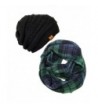 Bowbear Tartan Winter Infinity Scarf with Beanie - Blue/Green + Black - CI186435G34