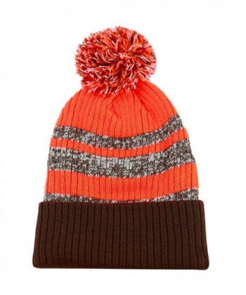 HAT DEPOT Striped Cuffed Brown Orange