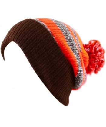 HAT DEPOT Striped Cuffed Brown Orange in Women's Skullies & Beanies