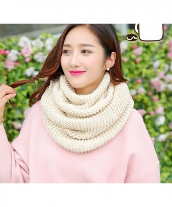 Winter Knitted Thicken Neckerchief Off White in Women's Cold Weather Neck Gaiters